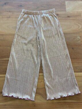 Hanna Andersson- Kids wide-leg metallic ribbed pants- Pink